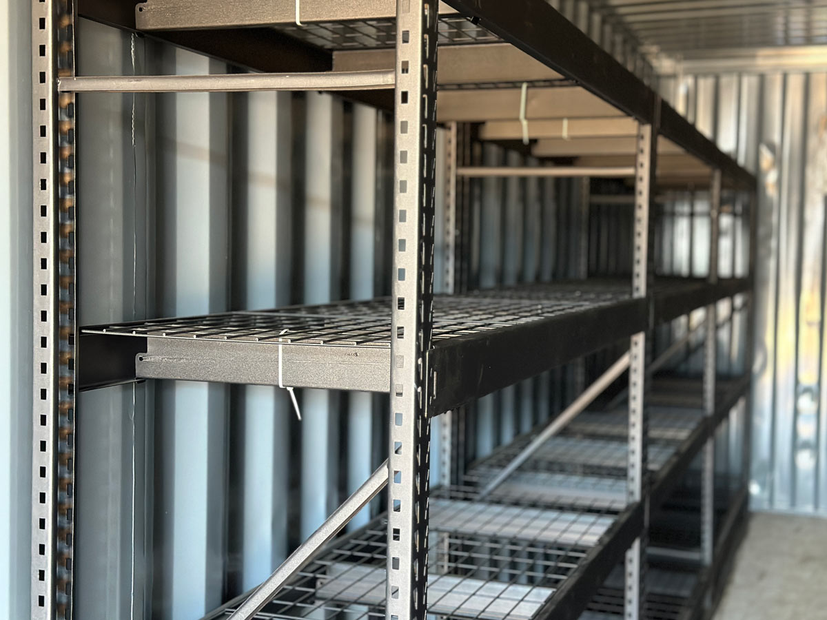 custom shelves in a modified container